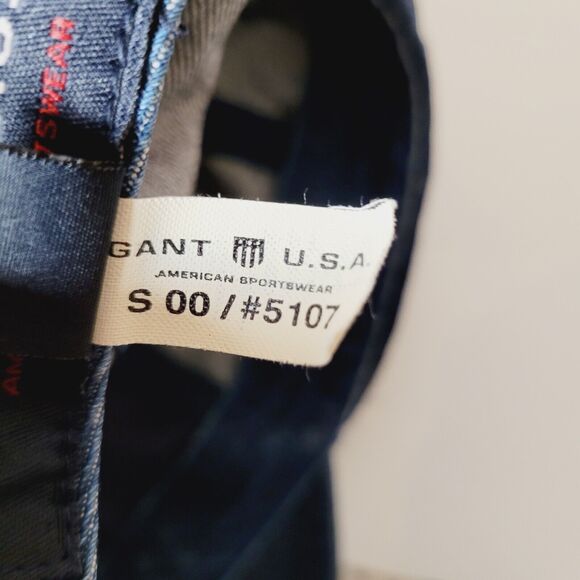 Vintage Gant Jeans Hat Cap Mens OS Blue Denim Embroidered Metal Sportswear Arch - Picture 6 of 6